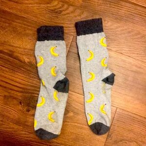 Gray Banana Patterned Socks really cute gray and yellow socks used socks